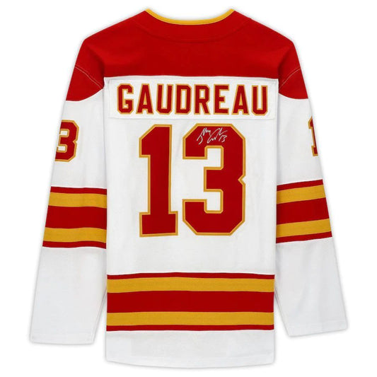 C.Flames #13 Johnny Gaudreau Fanatics Fanatics Breakaway Jersey White Red Stitched American Hockey Jerseys