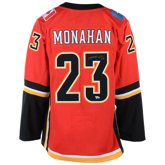 C.Flames #23 Sean Monahan Fanatics Authentic Autographed Alternate Jersey Red Stitched American Hockey Jerseys