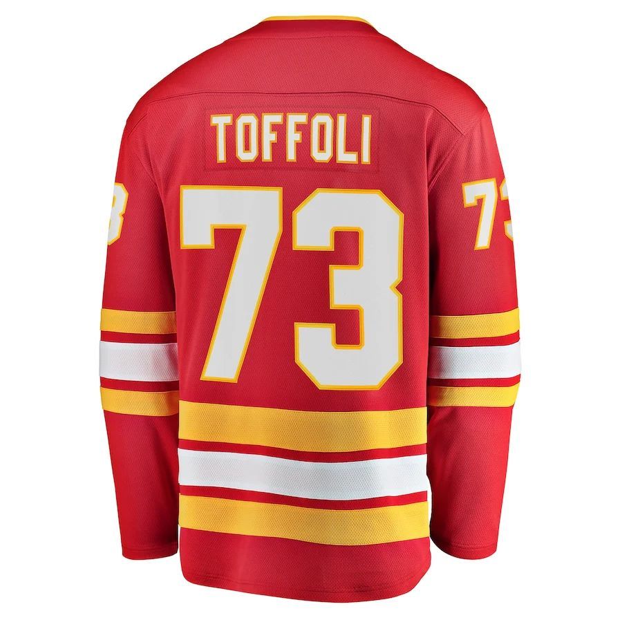 C.Flames #73 Tyler Toffoli Fanatics Branded Home Breakaway Player Jersey Red Stitched American Hockey Jerseys