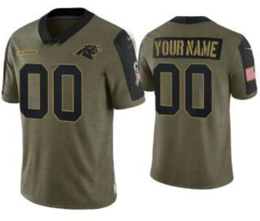 C.Panthers ACTIVE PLAYER Olive Custom 2021 Salute To Service Limited Stitched Jersey Football Jerseys