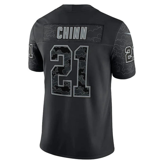 C.Panthers #21 Jeremy Chinn Black Player RFLCTV Limited Jersey Stitched American Football Jerseys