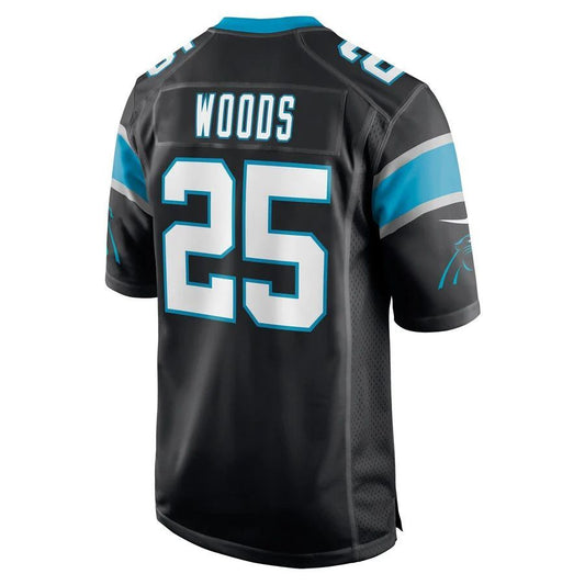 C.Panthers #25 Xavier Woods Black Game Player Jersey Stitched American Football Jerseys