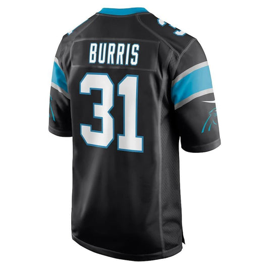 C.Panthers #31 Juston Burris Black Player Game Jersey Stitched American Football Jerseys