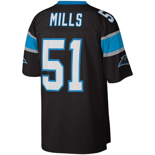 C.Panthers #51 Sam Mills Mitchell & Ness Black Player Legacy Replica Jersey Stitched American Football Jerseys