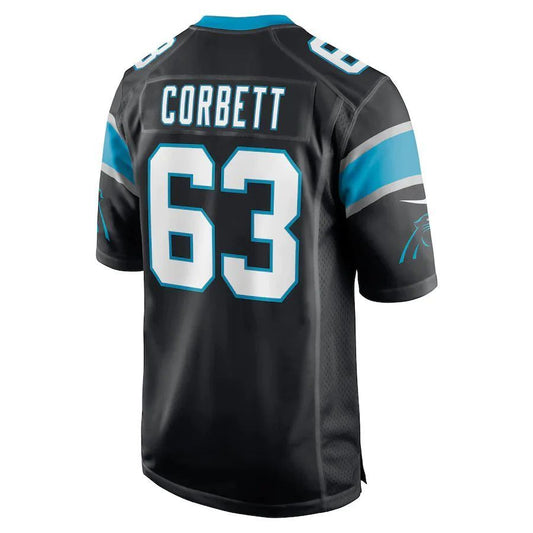 C.Panthers #63 Austin Corbett Black Game Player Jersey Stitched American Football Jerseys