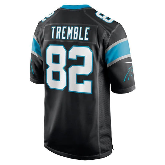 C.Panthers #82 Tommy Tremble Black Game Player Jersey Stitched American Football Jerseys