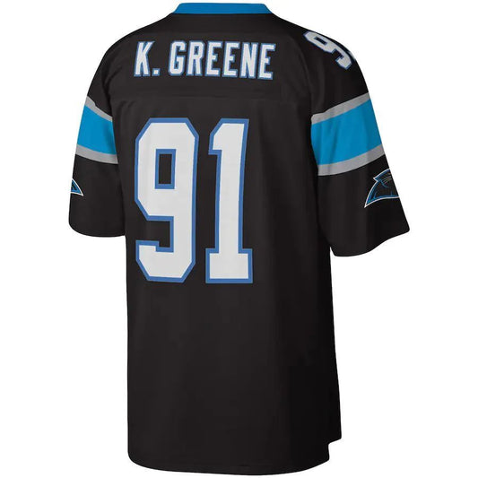 C.Panthers #91 Kevin Greene Mitchell & Ness Black Big & Tall 1996 Retired Player Replica Jersey Stitched American Football Jerseys