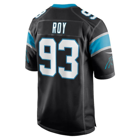 C.Panthers #93 Bravvion Roy Black Game Player Jersey Stitched American Football Jerseys