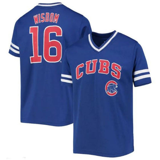 Chicago Cubs #16 Patrick Wisdom Royal Player Logo Jersey Baseball Jerseys