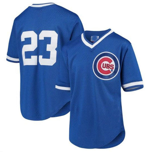 Chicago Cubs #23 Ryne Sandberg Mitchell & Ness Youth Cooperstown Collection Mesh Batting Practice Player Jersey - Royal Baseball Jerseys