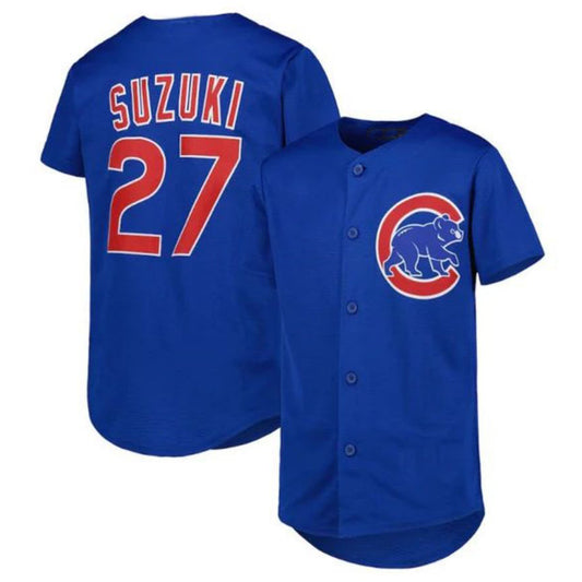 Chicago Cubs #27 Seiya Suzuki Alternate Replica Player Jersey - Royal Baseball Jerseys