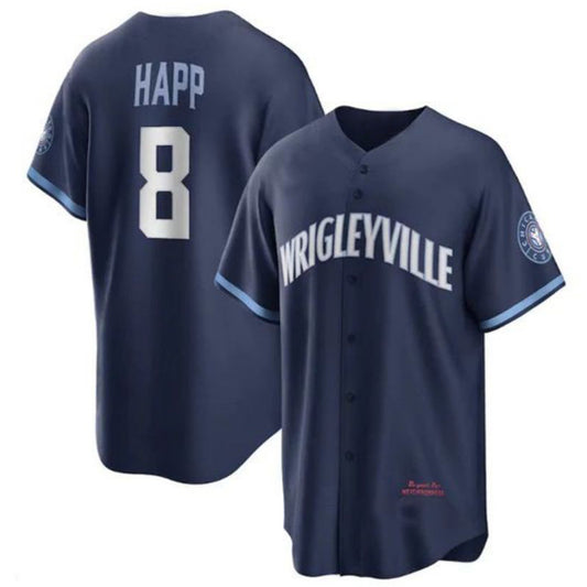 Chicago Cubs #8 Ian Happ City Connect Replica Player Jersey - Navy Baseball Jerseys