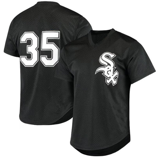 Chicago White Sox #35 Frank Thomas Mitchell & Ness Black Cooperstown Mesh Batting Practice Player Jersey