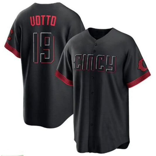 Cincinnati Reds #19 Joey Votto 2023 City Connect Replica Player Jersey - Black Baseball Jerseys