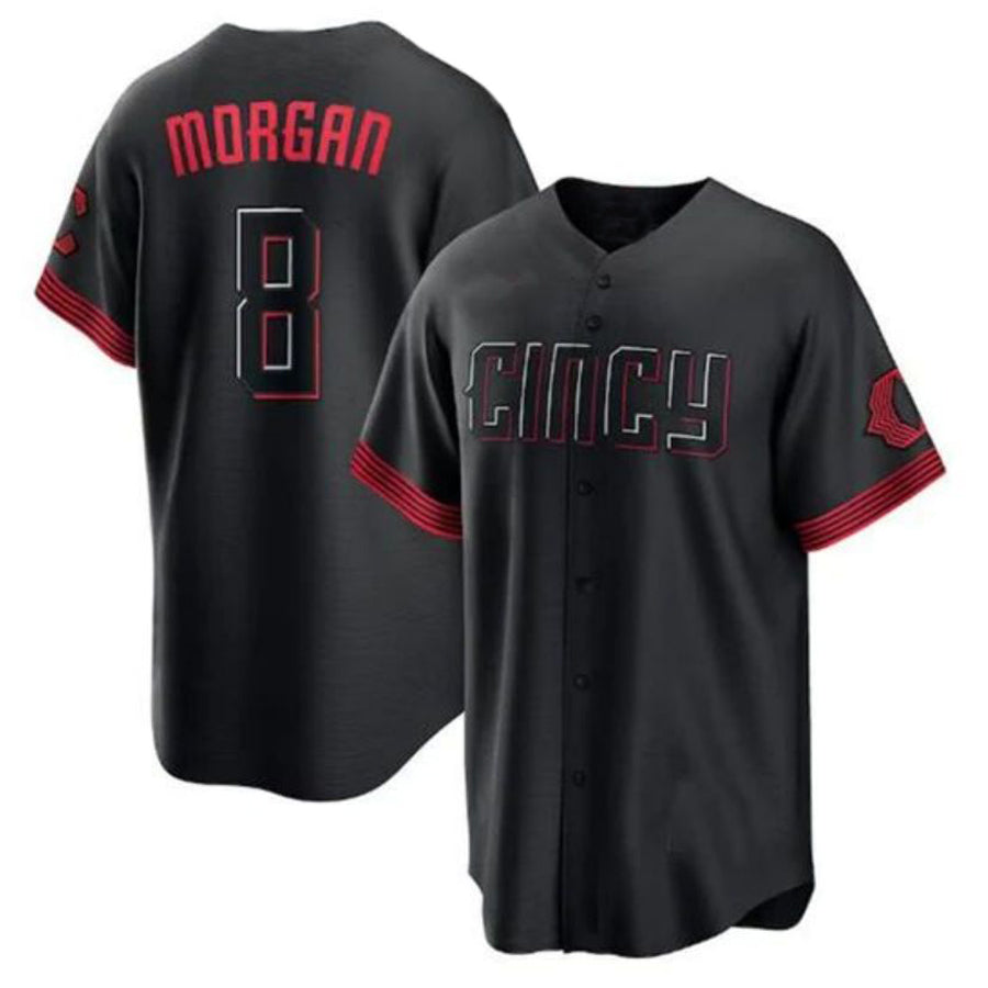 Cincinnati Reds #8 Joe Morgan 2023 City Connect Replica Player Jersey - Black Baseball Jerseys