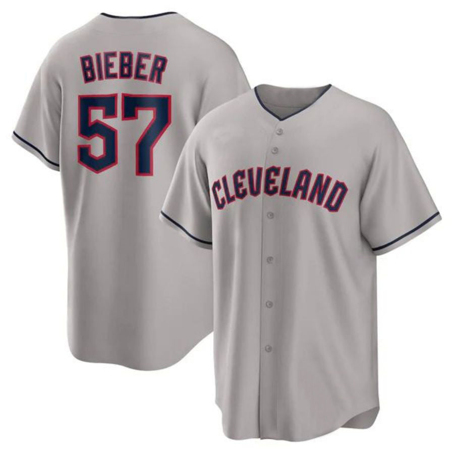 Cleveland Guardians #57 Shane Bieber Gray Road Replica Player Jersey Baseball Jerseys