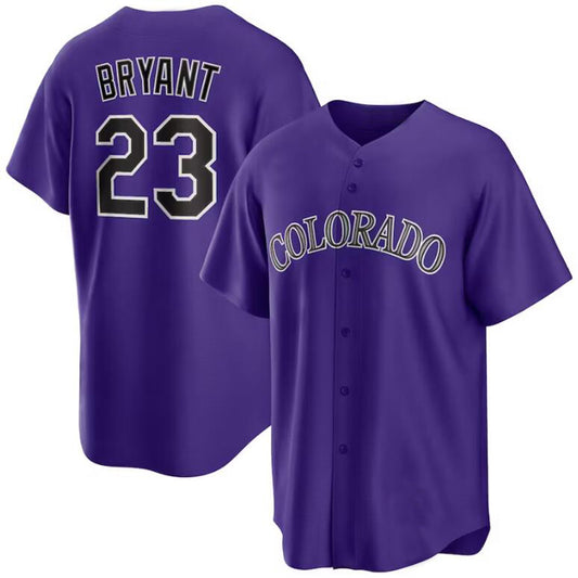 Colorado Rockies #23 Kris Bryant Purple Alternate Replica Player Baseball Jerseys