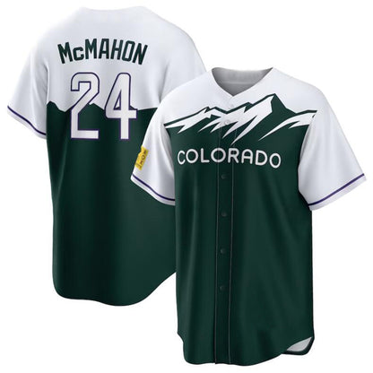 Colorado Rockies #24 Ryan McMahon White-Forest Green City Connect Replica Player Jersey