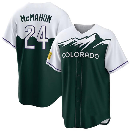Colorado Rockies #24 Ryan McMahon White-Forest Green City Connect Replica Player Jersey