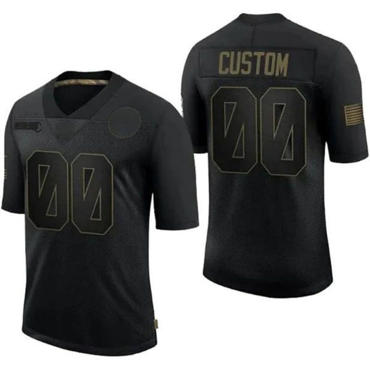 Custom 32 Team Stitched Black Limited 2020 Salute To Service Jerseys B.Ravens Stitched Football Jerseys