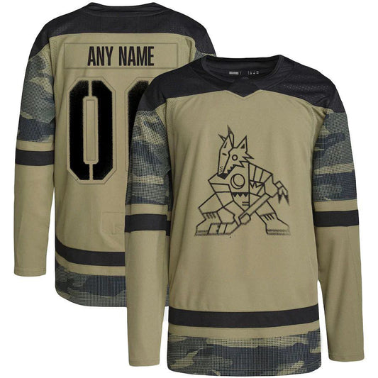Custom A.Coyotes Military Appreciation Team Authentic Custom Practice Jersey Camo Stitched American Hockey Jerseys