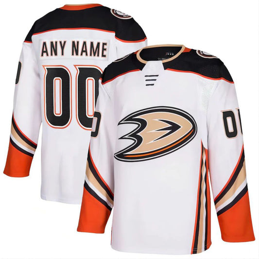 Custom A.Ducks Away Authentic Player Jersey White Stitched American Hockey Jerseys
