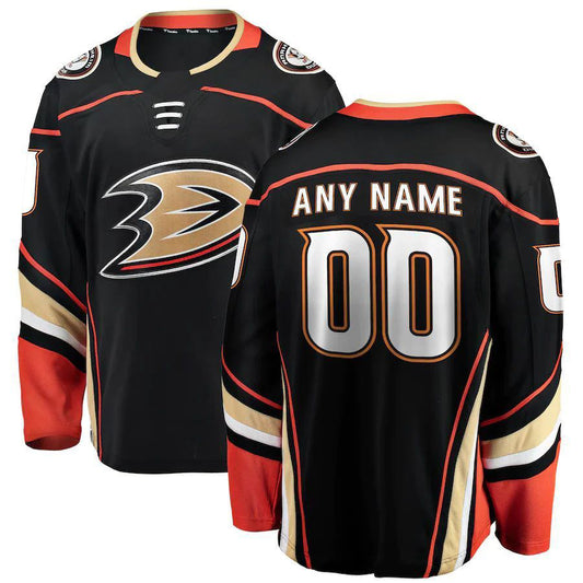 Custom A.Ducks Fanatics Branded Home Breakaway Jersey Black Stitched American Hockey Jerseys