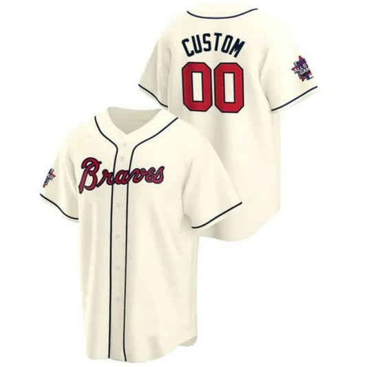 Custom Atlanta Braves Cream Men Youth Women Team Name Number Birthday gift 2021 All Star Stitched Baseball Jerseys