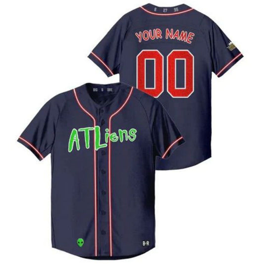 Custom Atlanta Braves Navy 25th Anniversary Jersey Stitched Baseball Jerseys