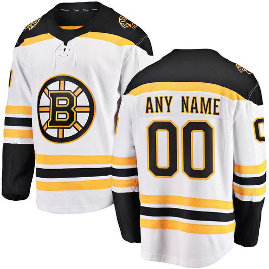 Custom B.Bruins Fanatics Branded Away Breakaway Jersey White Stitched American Hockey Jerseys