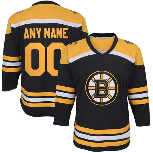 Custom B.Bruins Home Replica Player Jersey Black Stitched American Hockey Jerseys