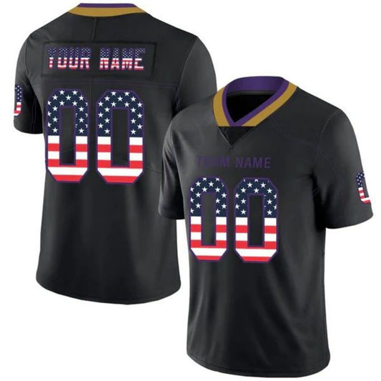 Custom B.Ravens American Personalize Birthday Gifts Black Jersey Stitched Football Jerseys