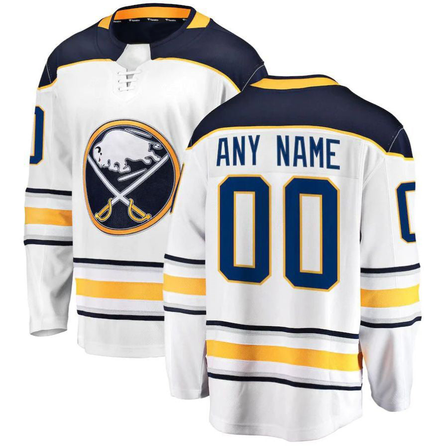 Custom B.Sabres Fanatics Branded Away Breakaway Jersey White Stitched American Hockey Jerseys