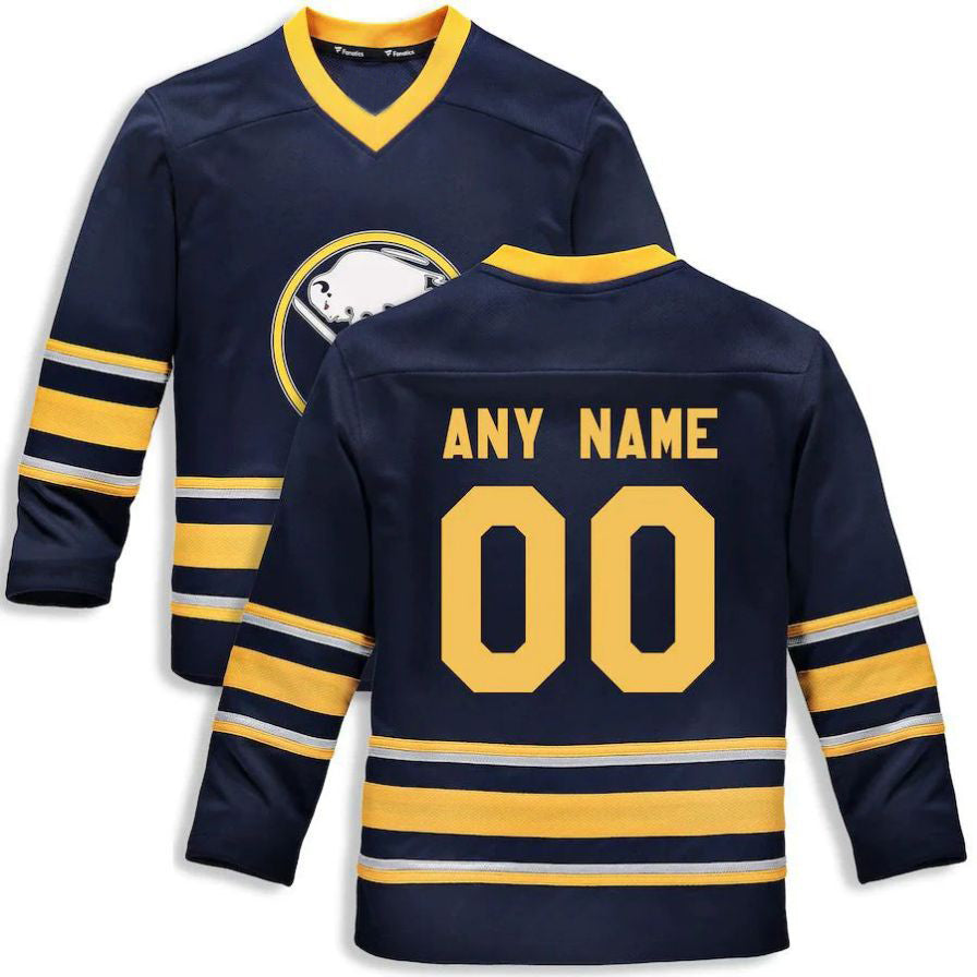 Custom B.Sabres Fanatics Branded Home Replica Custom Jersey Navy Stitched American Hockey Jerseys