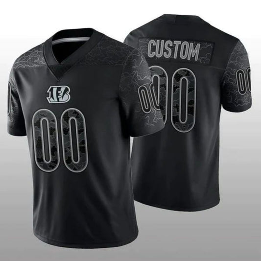 Custom C.Bengals Black RFLCTV Limited Jersey Stitched American Football Jerseys