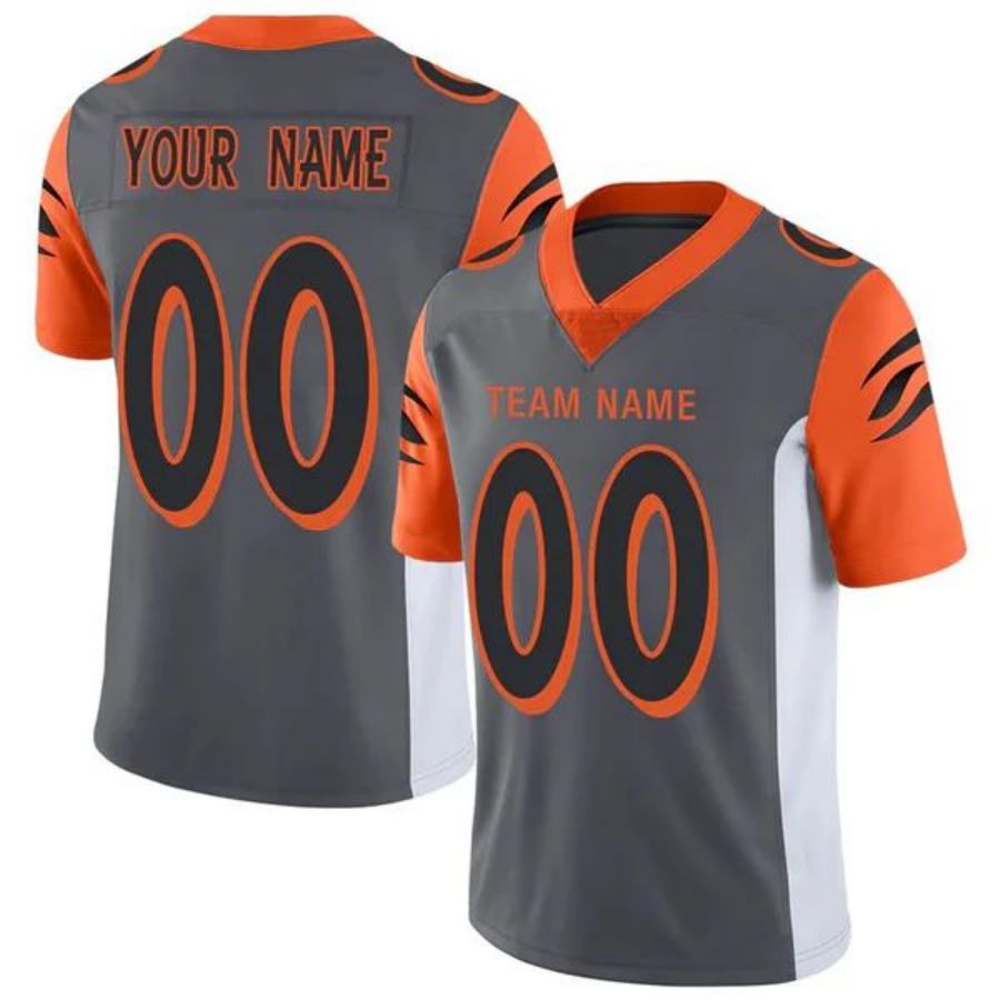 Custom C.Bengals Personalize Birthday Gifts Grey Jersey American Jerseys Stitched Football Jerseys