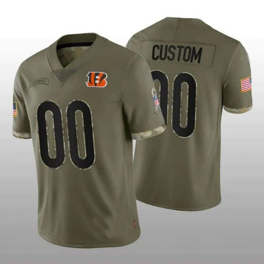 Custom C.Bengals Stitched Olive 2022 Salute To Service Limited Jersey Stitched American Football Jerseys