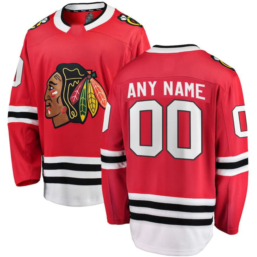 Custom C.Blackhawks Fanatics Branded Home Breakaway Jersey Red Stitched American Hockey Jerseys