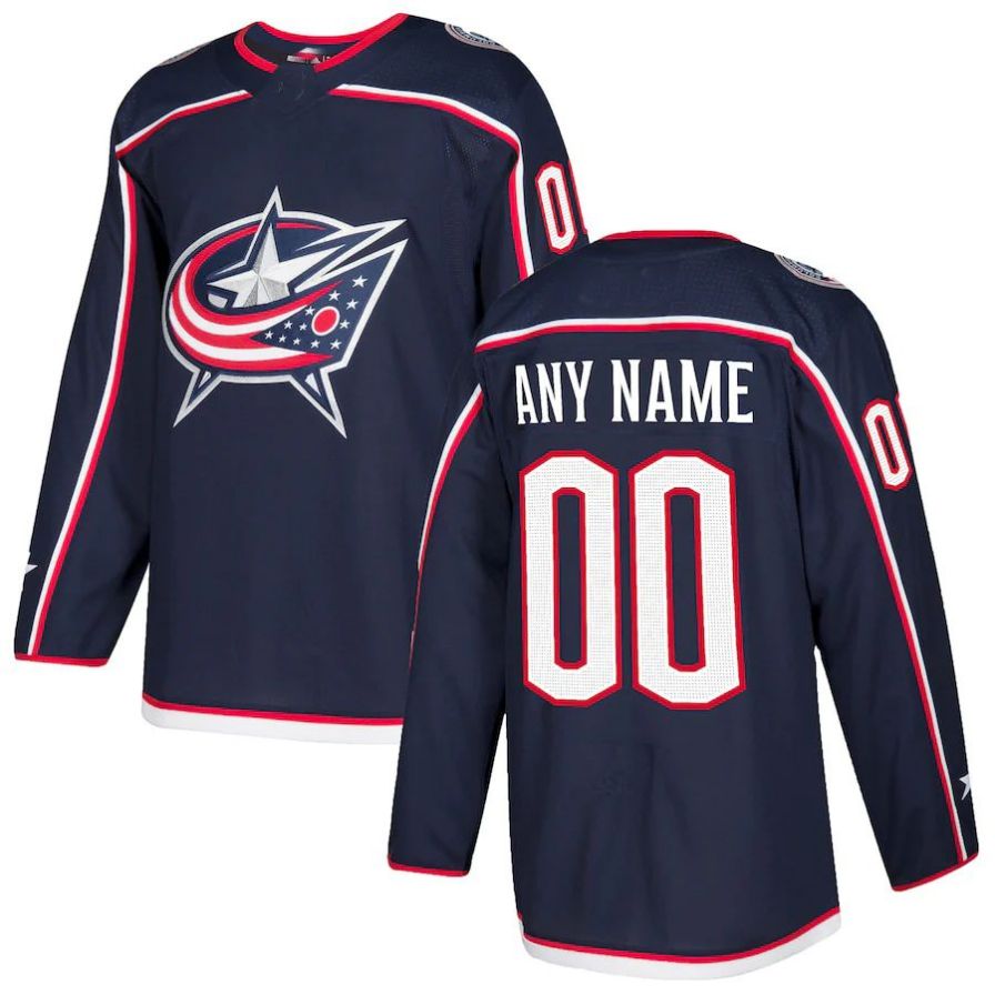 Custom C.Blue Jackets Authentic Player Jersey Navy Stitched American Hockey Jerseys