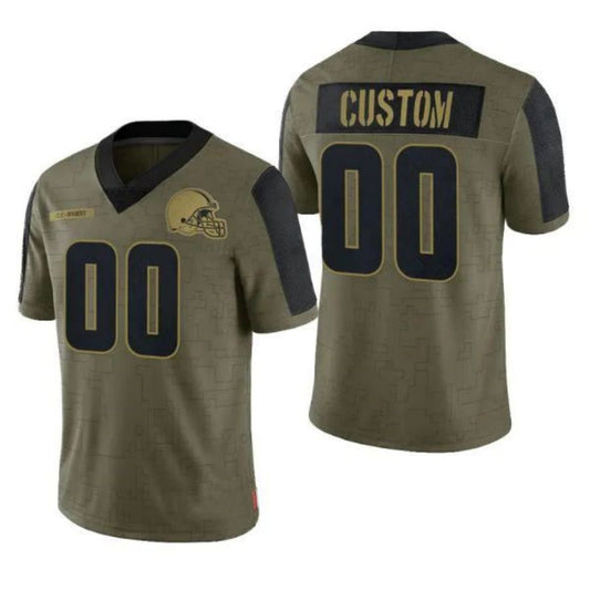 Custom C.Browns Olive 2021 Salute To Service Limited Jersey Stitched American Football Jerseys