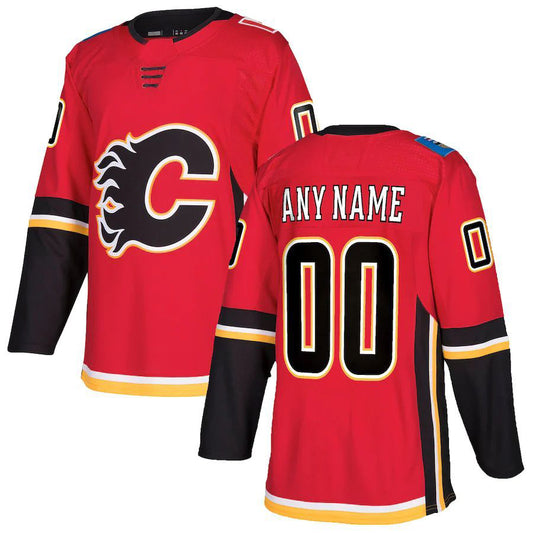 Custom C.Flames Authentic Player Jersey Red Stitched American Hockey Jerseys