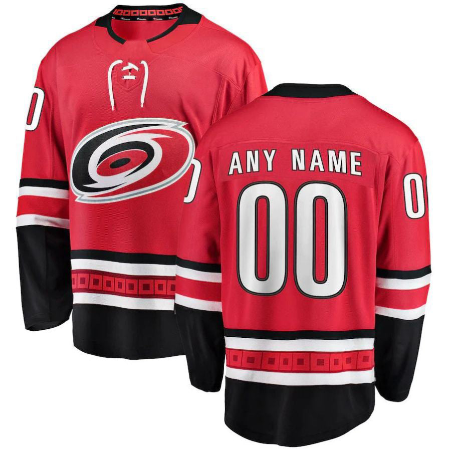 Custom C.Hurricanes Fanatics Branded Home Breakaway Jersey Red Stitched American Hockey Jerseys