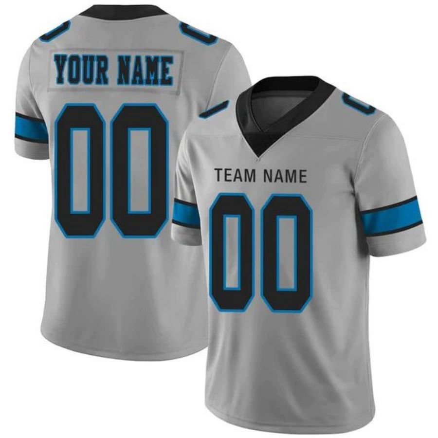 Custom C.Panthers American Personalize Birthday Gifts Grey Jersey Football Jerseys