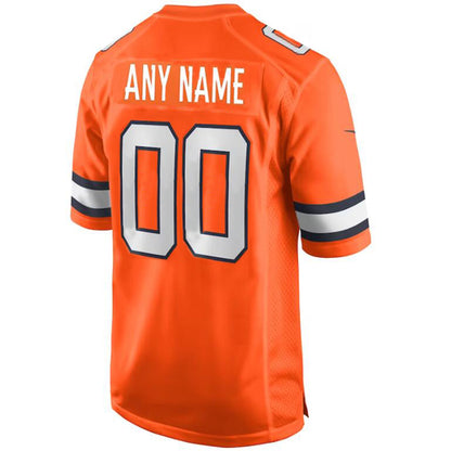Custom D.Broncos Orange Alternate Game Jersey