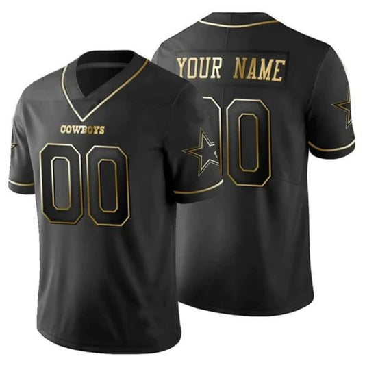 Custom D.Cowboys Black Golden Edition Vapor Limited Jersey Stitched Football Jerseys