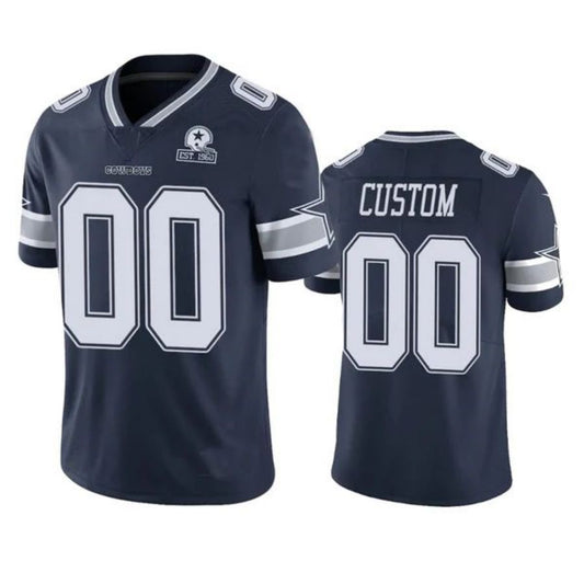 Custom D.Cowboys Navy 60th Anniversary Vapor Limited Jersey Stitched Jersey Football Jerseys