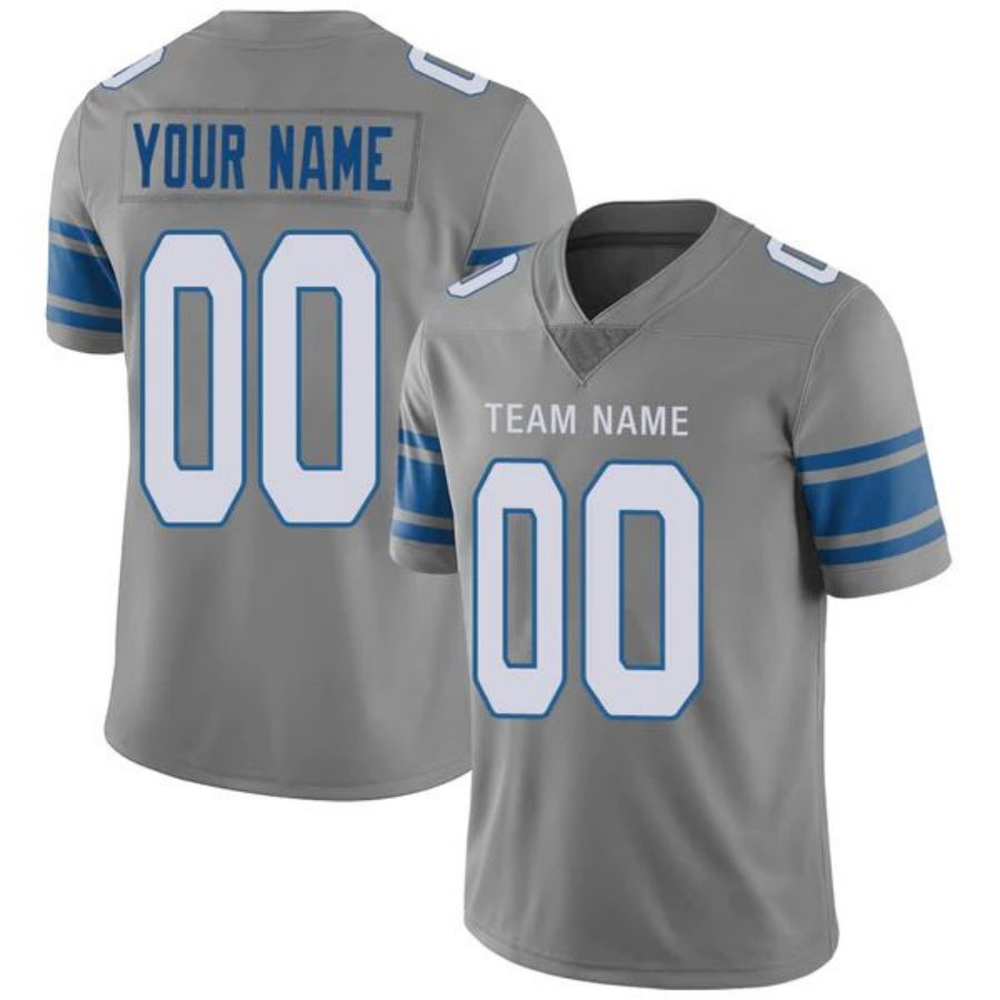 Custom D.Lions Stitched American Football Jerseys Personalize Birthday Gifts Grey Jersey