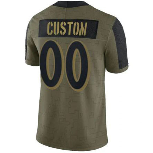 Custom B.Ravens Stitched Olive 2021 Salute To Service Limited Jersey Name And Number Size S to 5XL Christmas Birthday Gift Jersey