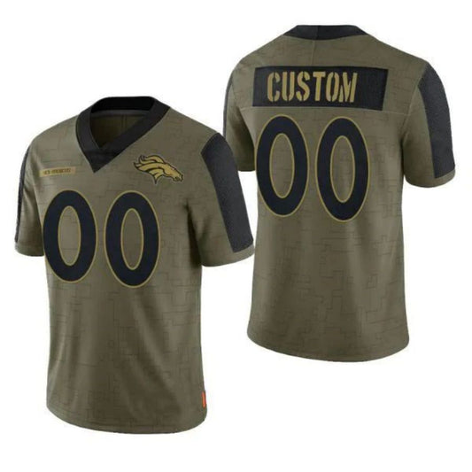 Custom Football D.Broncos Olive 2021 Salute To Service Limited Jersey Football Jerseys