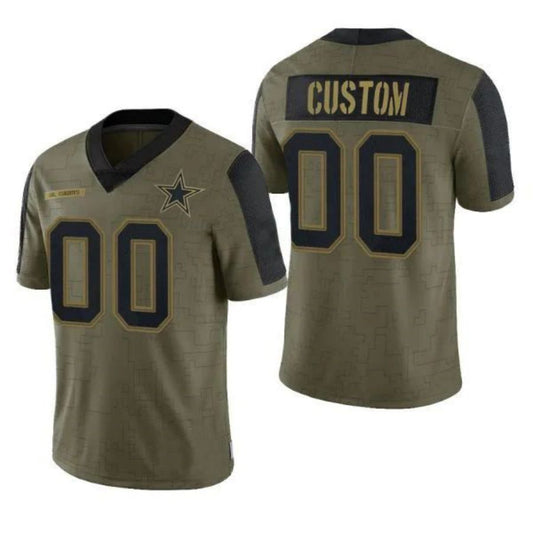 Custom Football D.Cowboys Olive 2021 Salute To Service Limited Jersey Football Jerseys